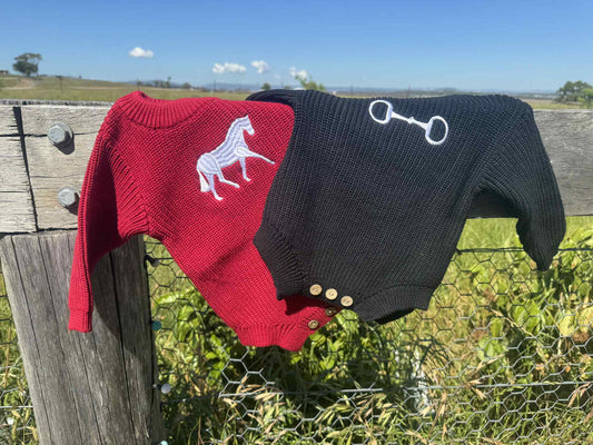 Baby knitted onesie - Long sleeve - Red